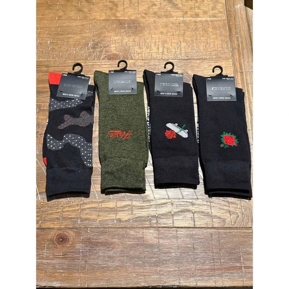 NWT Lot Steve Madden Mens Crew Socks‎ Skateboard Rose Hustle Camo Size 6-12.5